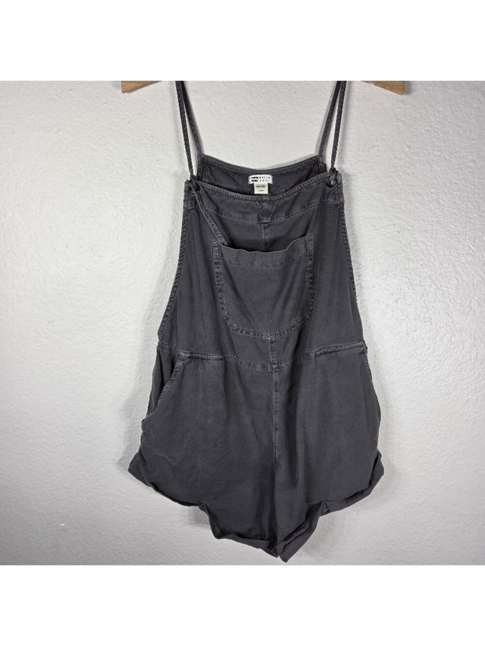 Billabong Wild Pursuit Romper Overall Mini Short Off Black L Adjustable Strap